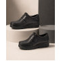 Pantofi damă negri din piele naturală cu scai și talpă confort GKR33N